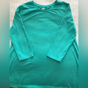 Beautiful teal color Lands End 3/4 sleeve T shirt. Great color and so versatile